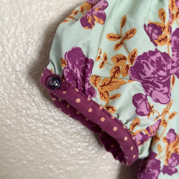 Matilda Jane Girls Turquoise and Purple Floral Short Sleeve Blouse Size 8 - Picture 4 of 8